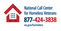 National Call Center for Homeless Veterans, 877-424-3838, va.gov/homeless